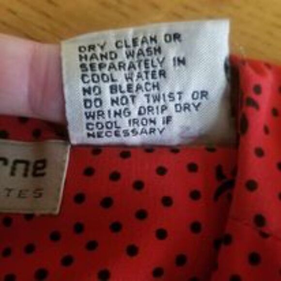 Vintage Liz Claiborne Red BLack Polka Dots Flare Dress Button Up Petite Sz 6 - Picture 3 of 8